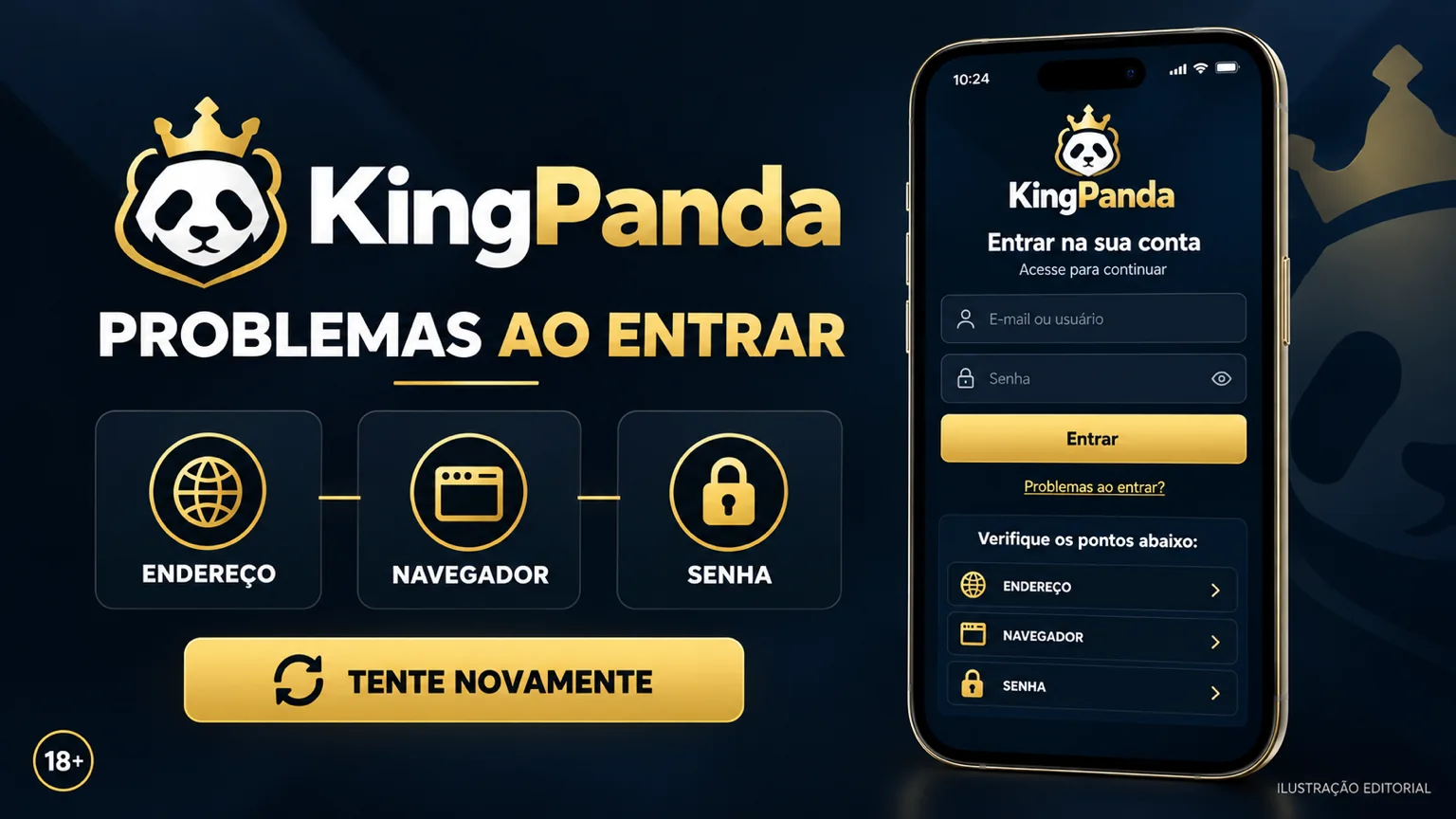 Tabela visual de sintomas, verificações e ações seguras no acesso KingPanda