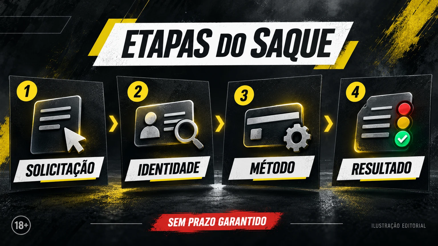 Etapas de um saque desde saldo elegível até crédito bancário
